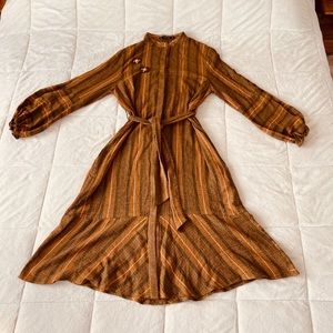 ✨Vintage Vibes Warm Tone Button Down Dress Gold M
